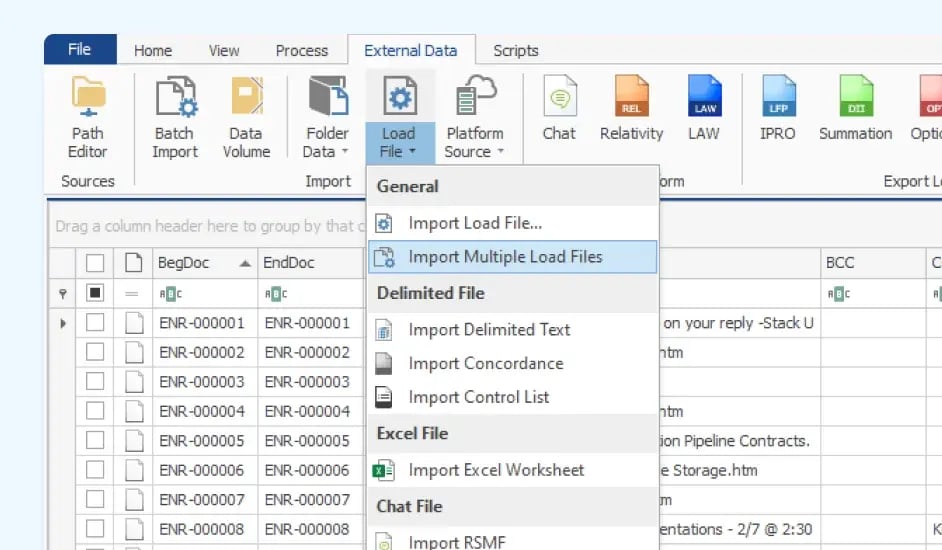 Prise en charge des fichiers de chargement