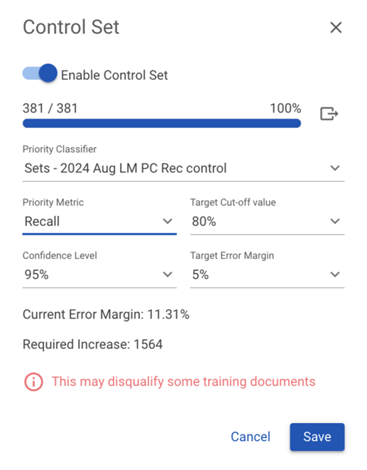 Control Set Feature Spotlight: Active Learning & Control Sets — Nebula Legal